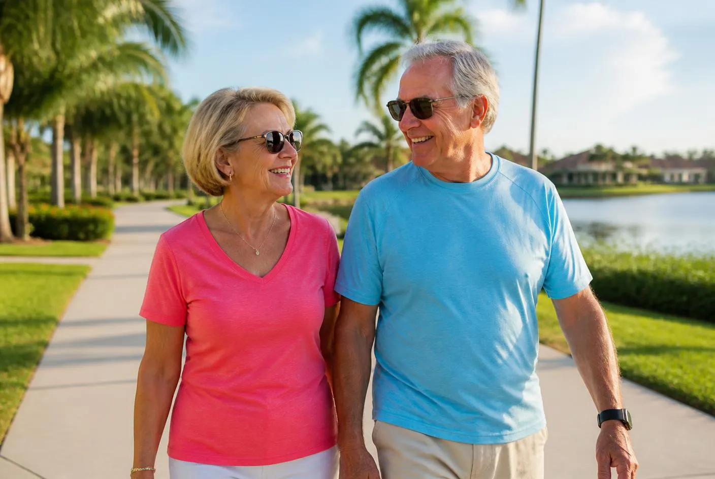 Retired couple reviewing Medicare plan options together at home
